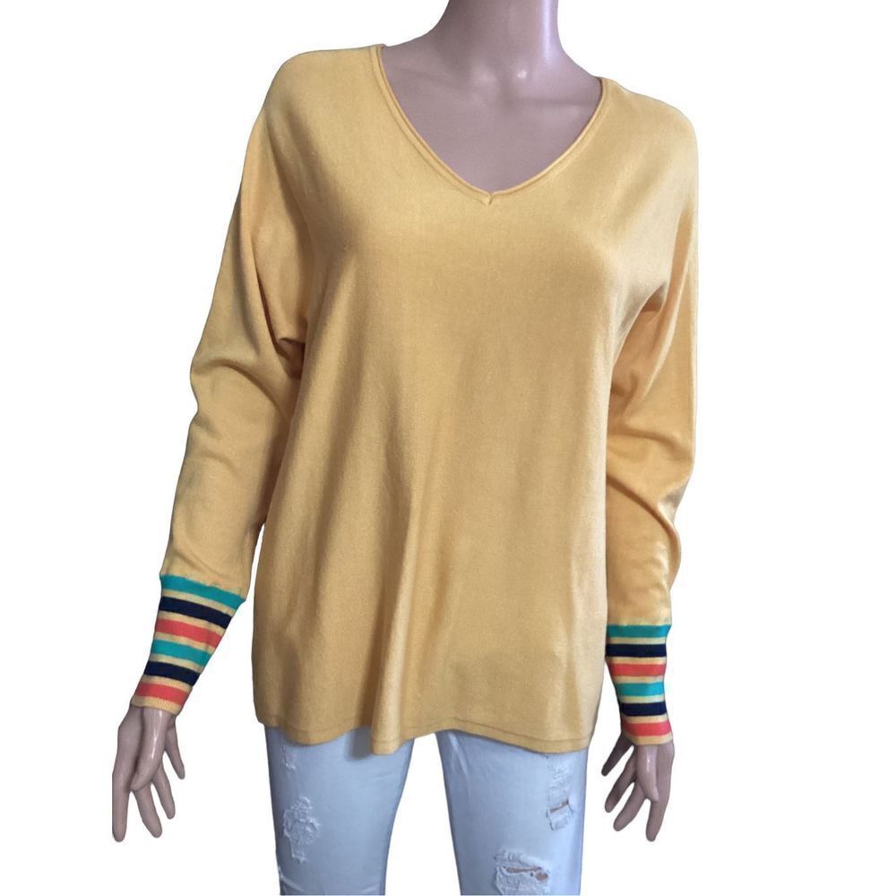 Vintage V Neck Mustard Yellow Sweater S